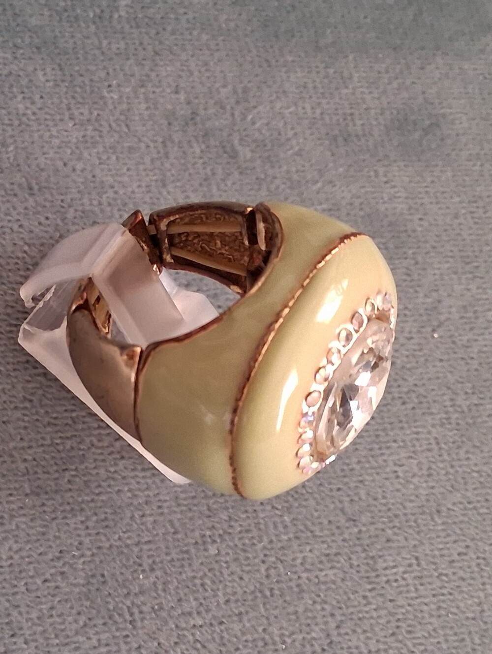 Vtg Enamel Crystal Cocktail Ring, Rare! - Picture 4 of 10